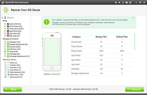 Tipard iOS Data Recovery - Windows Screenshot