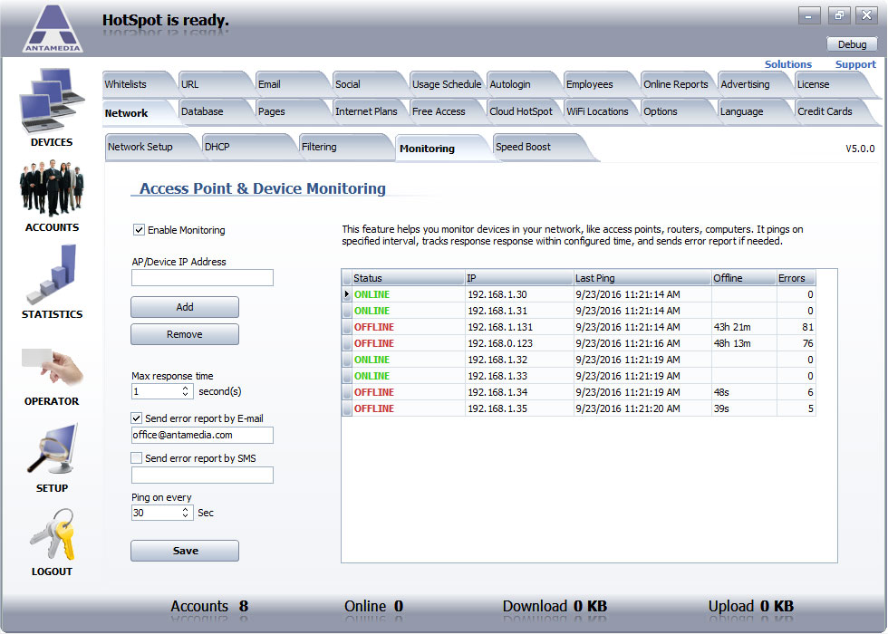 Antamedia Hotspot Software screenshot monitoring