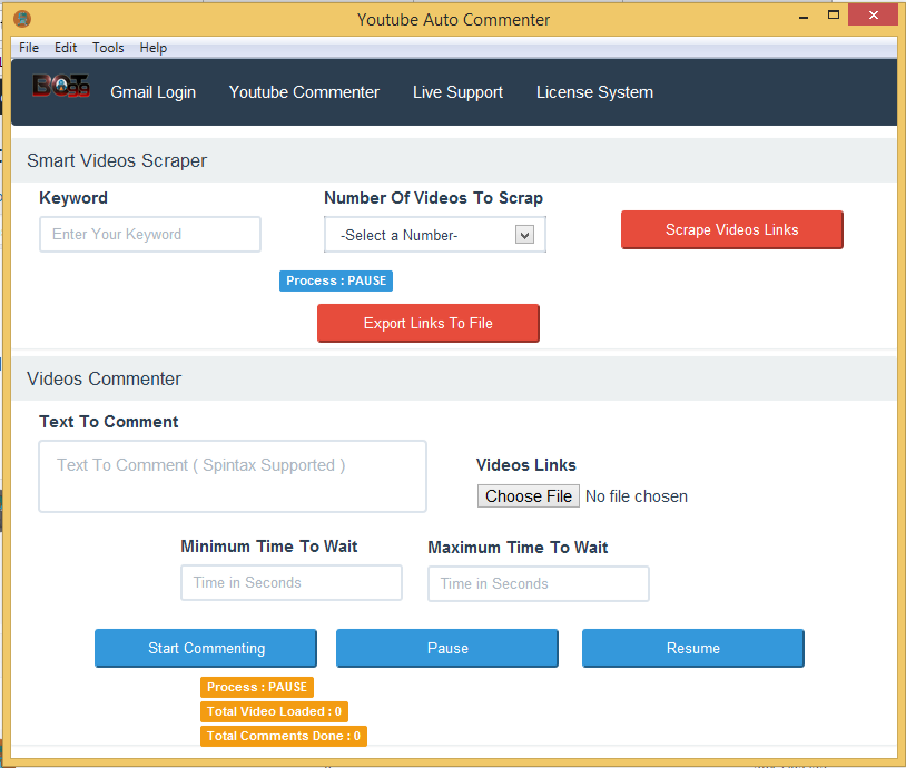 Bot99 Youtube Auto Commenter Software screenshot