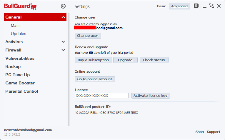 BullGuard Internet Security 2018 - Setting Screenshot