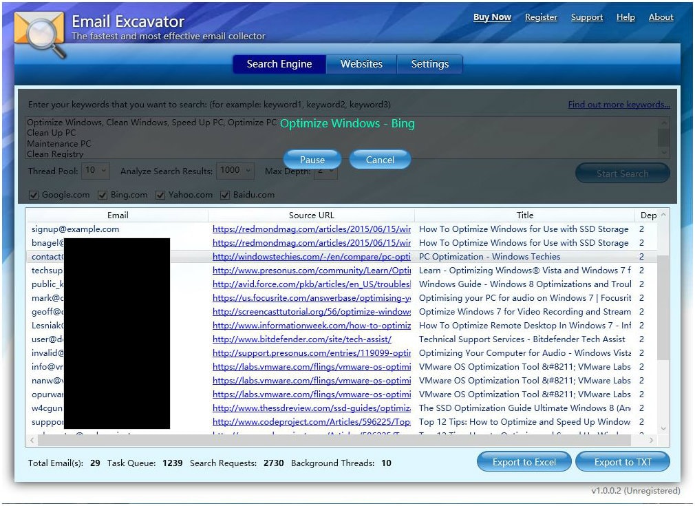 Email Excavator Box shot Screenshot