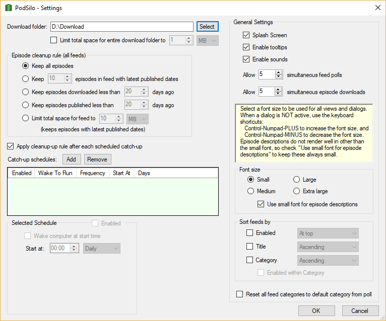 Molliesoft PodSilo setting Screenshot