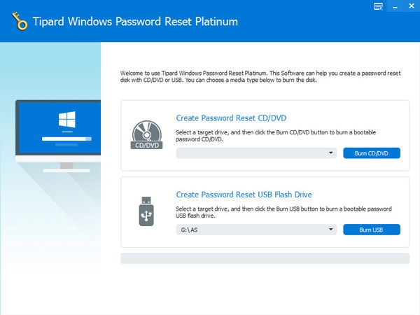 Tipard Windows Password Reset Platinum Screenshot