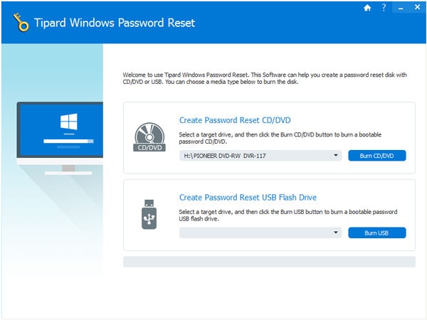 Tipard Windows Password Reset Screenshot