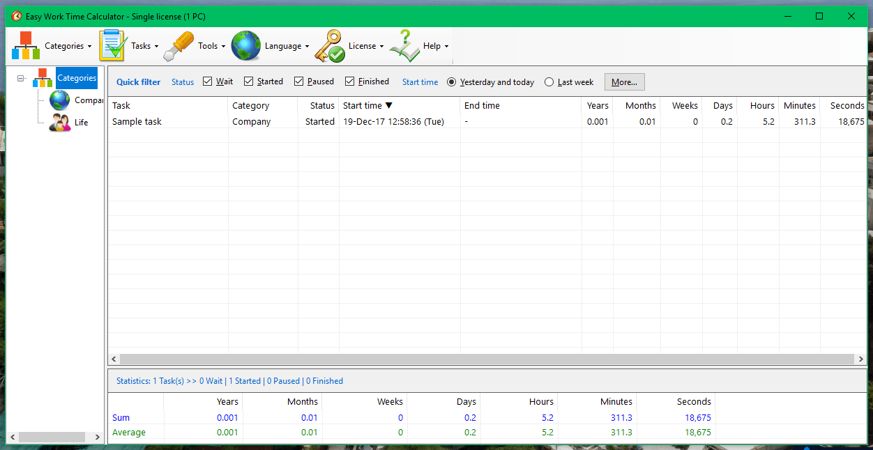 Easy Work Time Calculator Screenshot