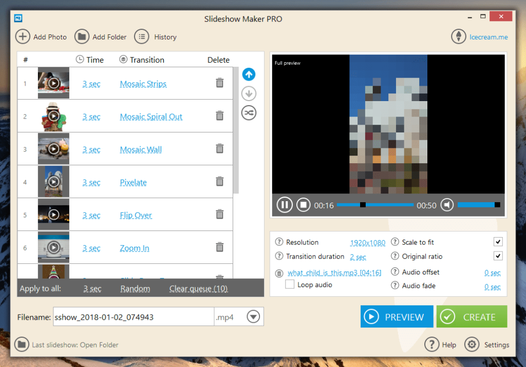 Icecream Slideshow Maker PRO Editor Screenshot