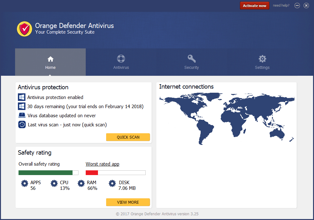 Orange Defender Antivirus Screenshot