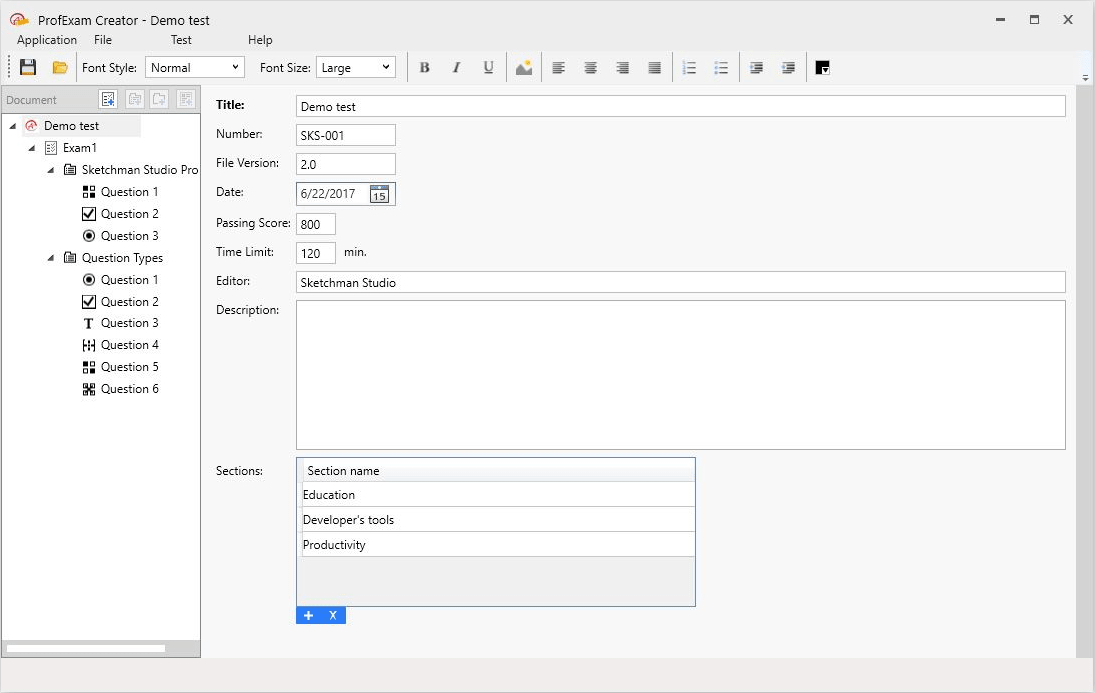 ProfExam Suite - ProfExam Creator Screenshot