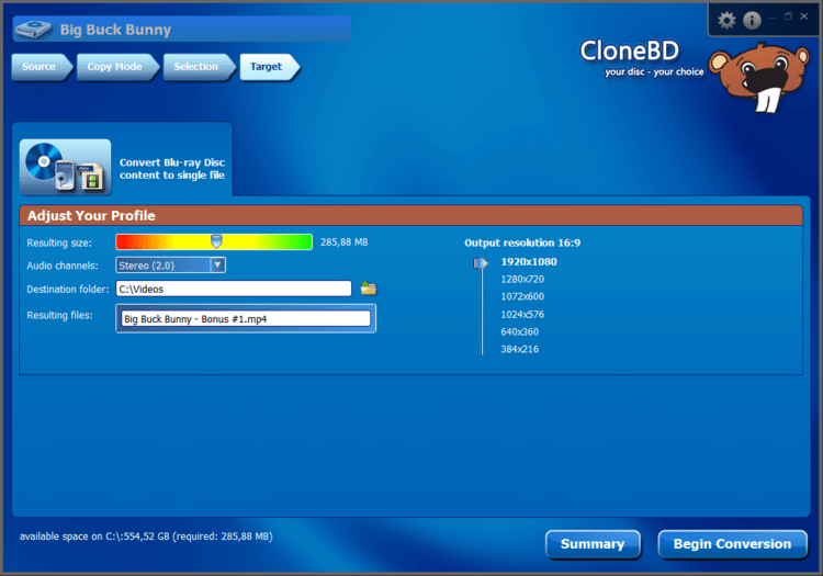 Elby CloneBD Player Target Screenshot