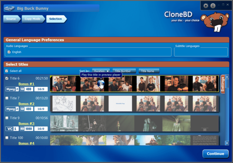 Elby CloneBD Selection Screenshot