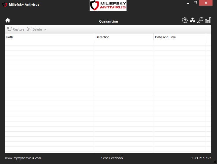 Miliefsky Antivirus Quarantine Screenshot