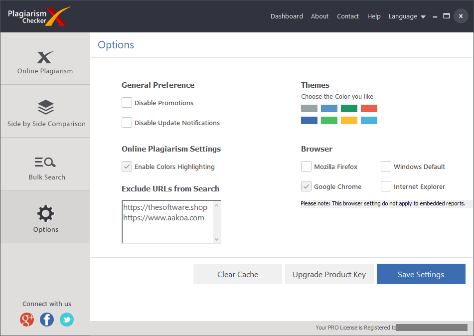 Plagiarism Checker X Options Screenshot