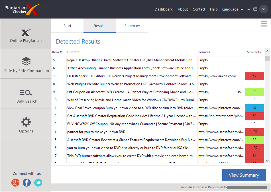 Plagiarism Checker X Result Screenshot