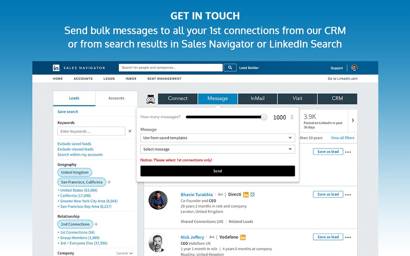 Leonard Automation Bot for LinkedIn Get in Touch