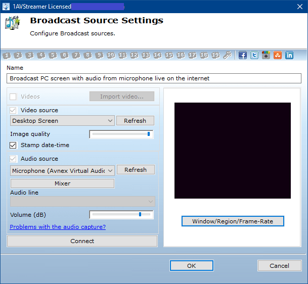 PCWinSoft 1AVStreamer Broadcast Source Screenshot