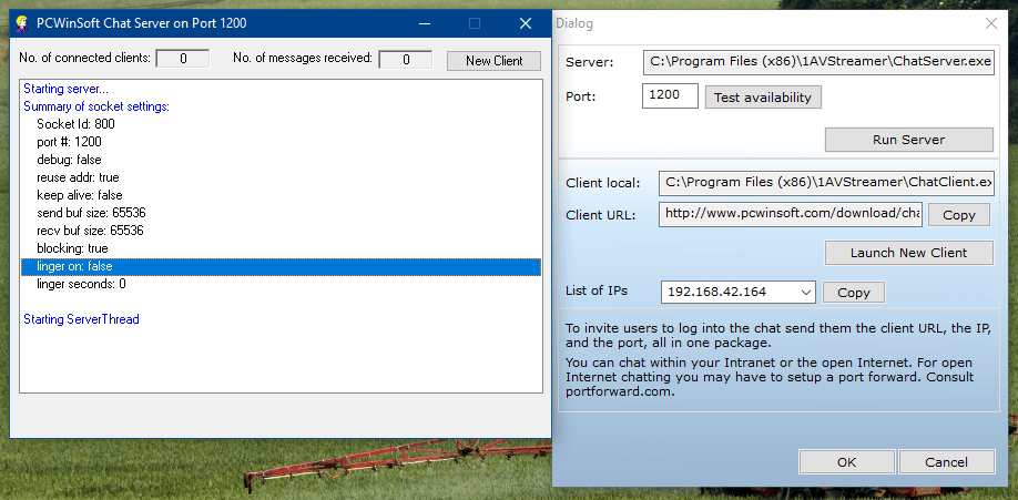 PCWinSoft 1AVStreamer Chat Server Screenshot