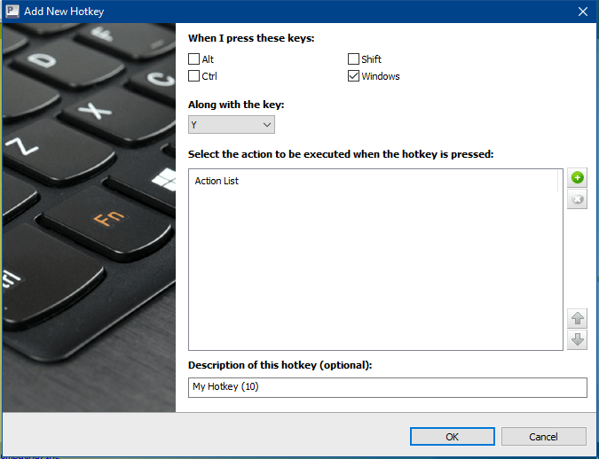 Perfect Hotkey - add new hotkey Screenshot
