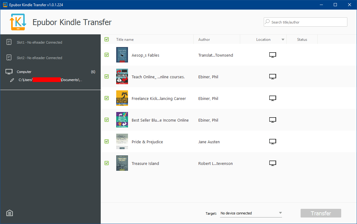 Epubor Kinlde Transfer Transfer Computer