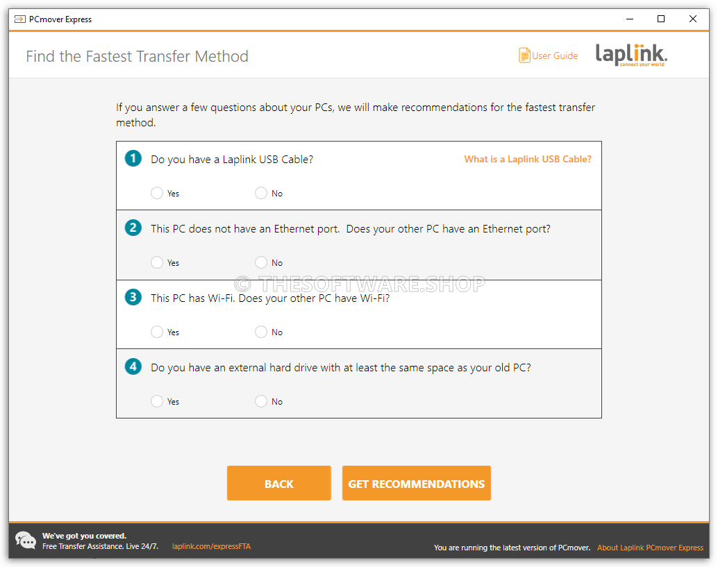 Laplink PCmover Express Screenshot - Find the Fasterst Transfer Method