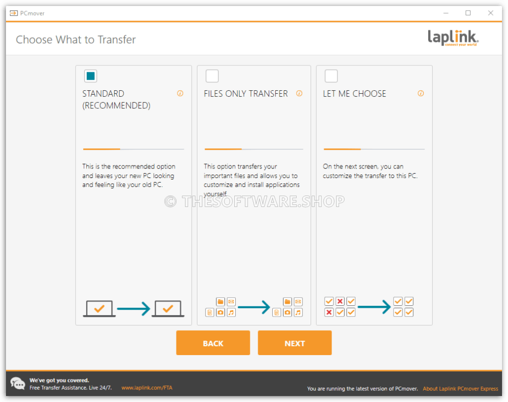 Laplink PCmover Express Screenshot - What to Transfer