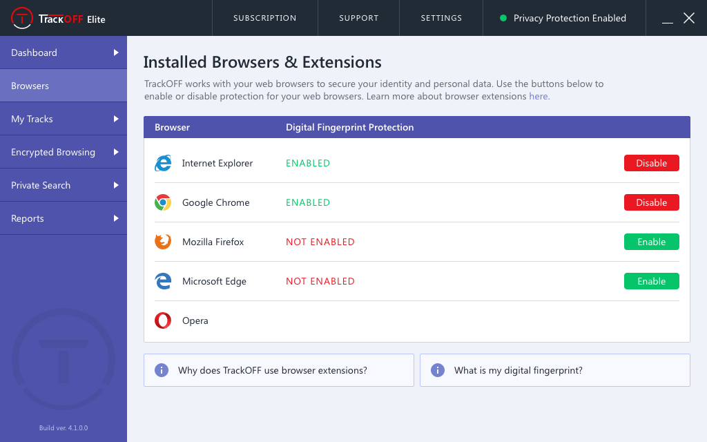 TrackOff Elite Browser