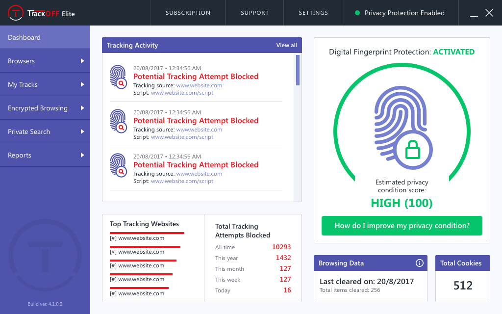 Protection enabled. Your tracking Protection (. VPN Fingerprint. VPN Fingerprint (Passive, syn).