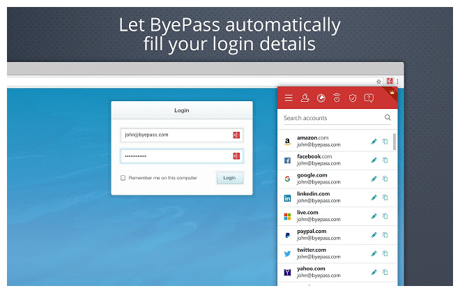 iolo ByePass Password Manager automatically