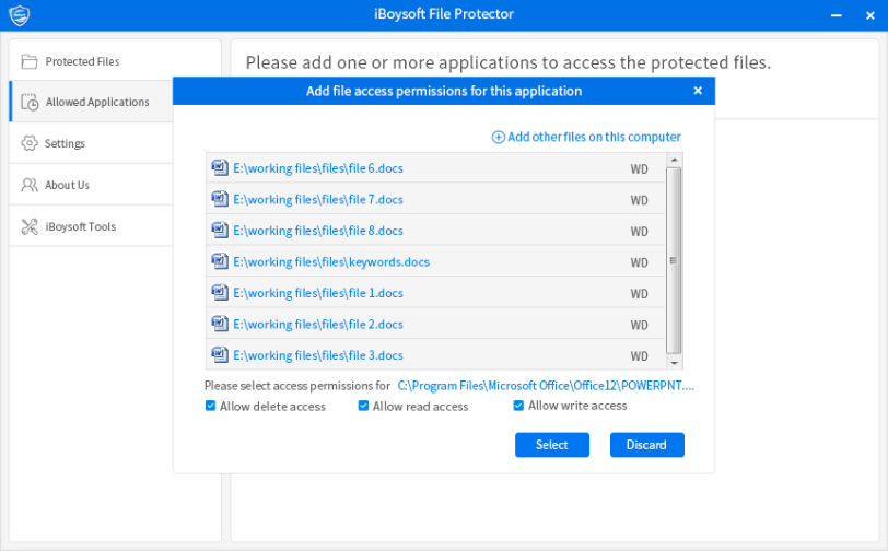 iBoySoft File Protector access permission