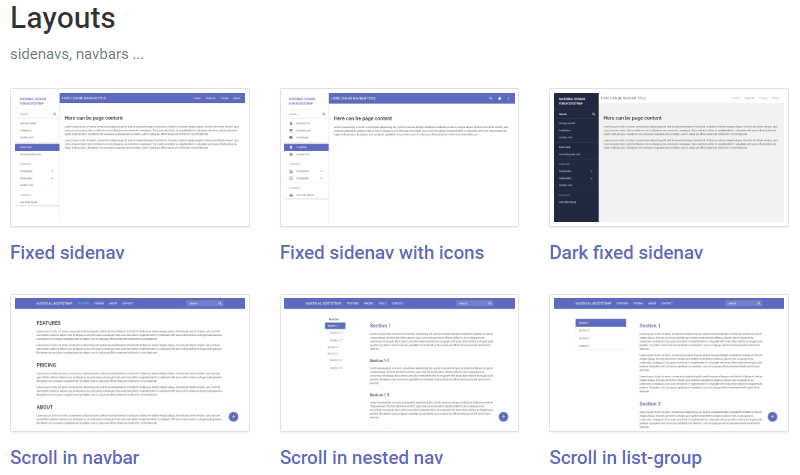 Material Bootstrap Pro Layouts