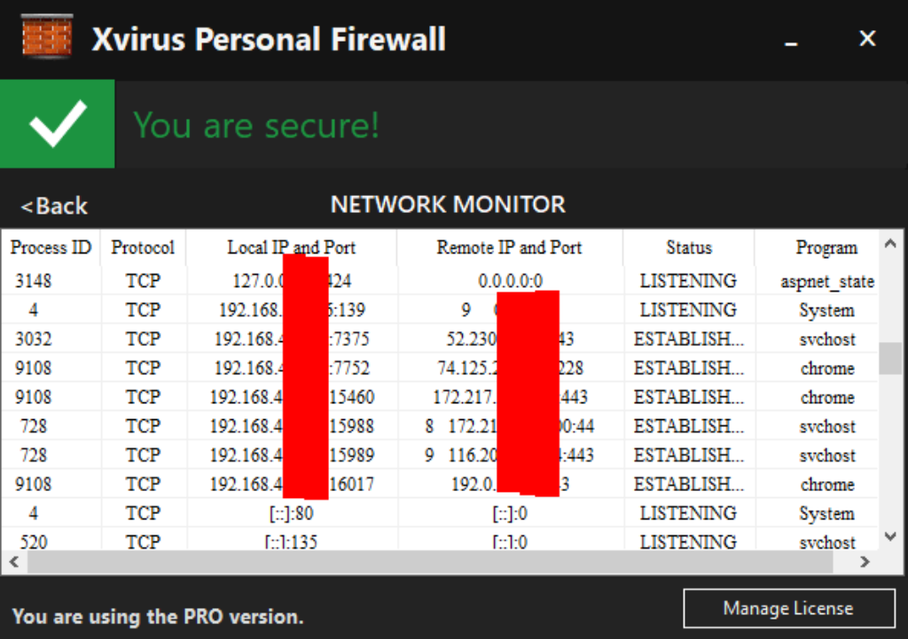 Xvirus Personal Firewall PRO Network Monitor