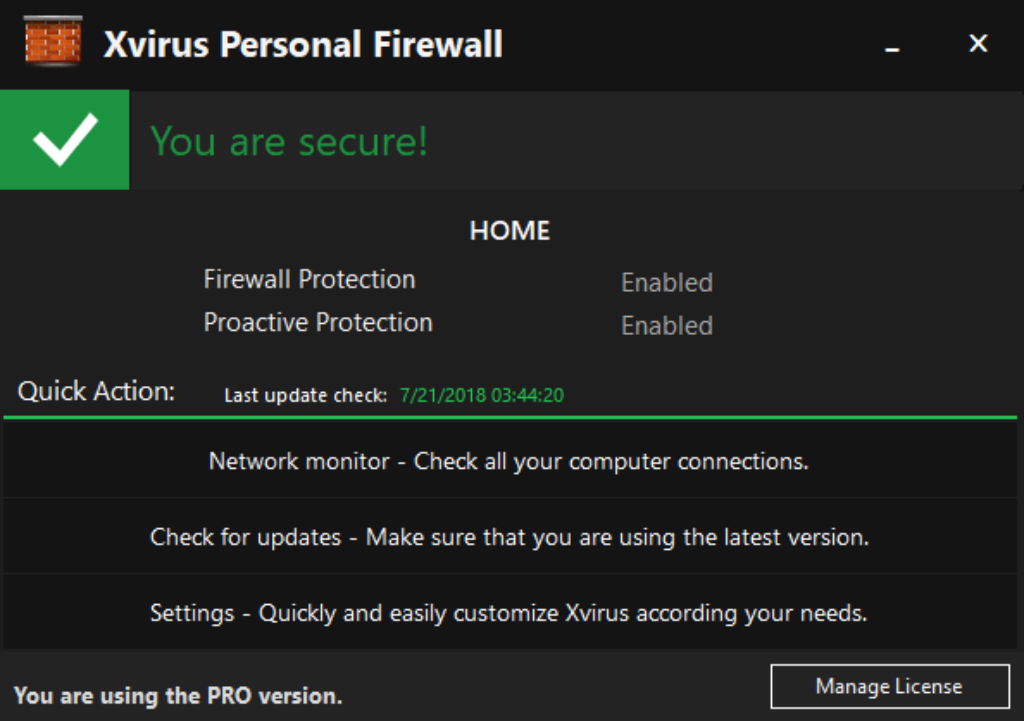 Xvirus Personal Firewall PRO Screenshot