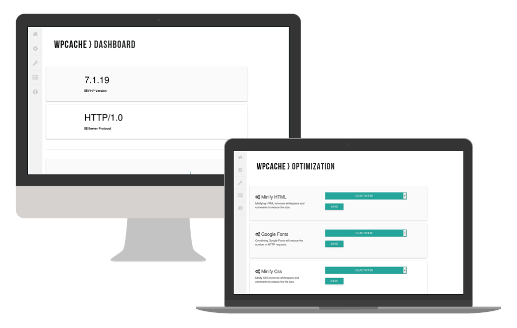 wpCache WordPress HTTP Cache dashboard screenshot