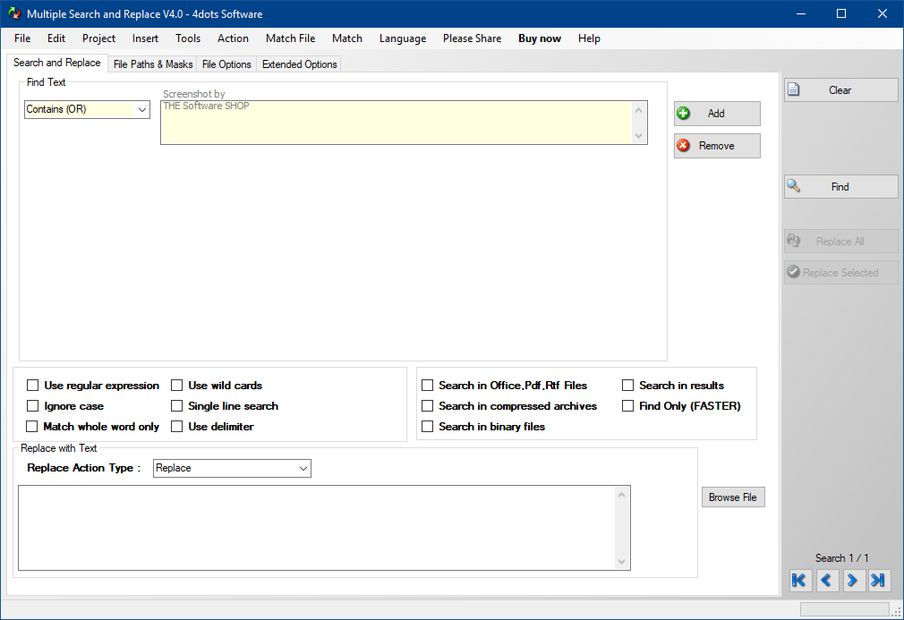 4Dots Multiple Search and Replace Screenshot