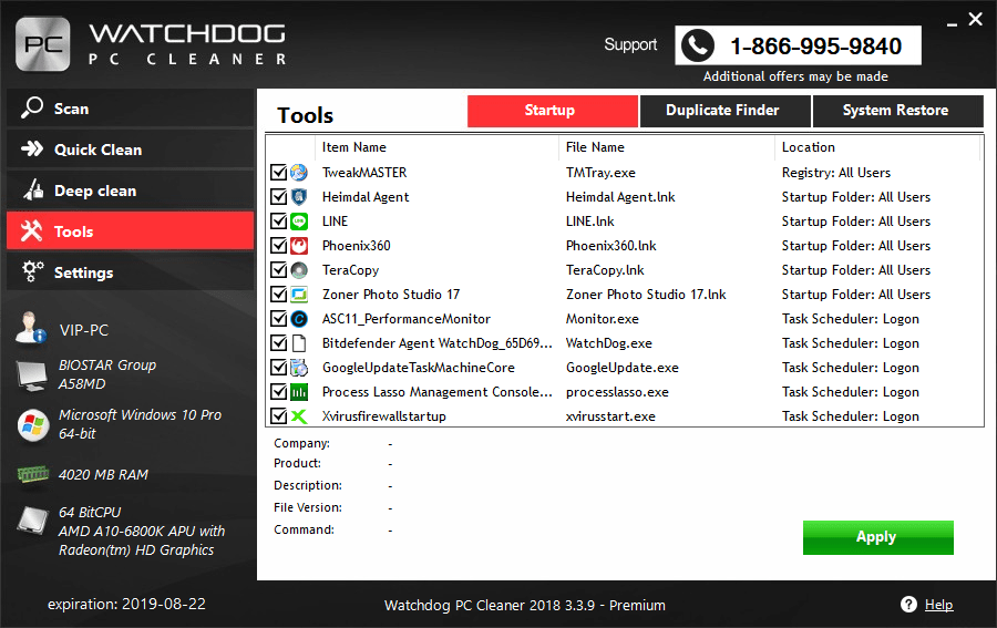 Watchdog PC Cleaner 2018 tools