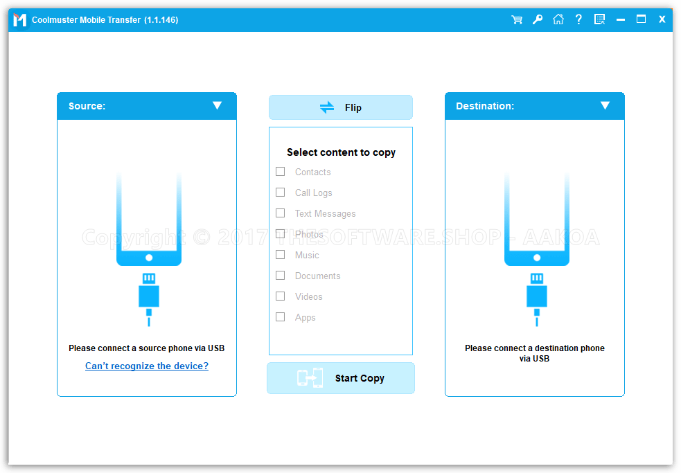 Coolmuster Mobile Transfer - Windows Interface