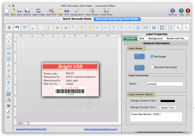 DRPU Mac Barcode Label Maker Software Interface