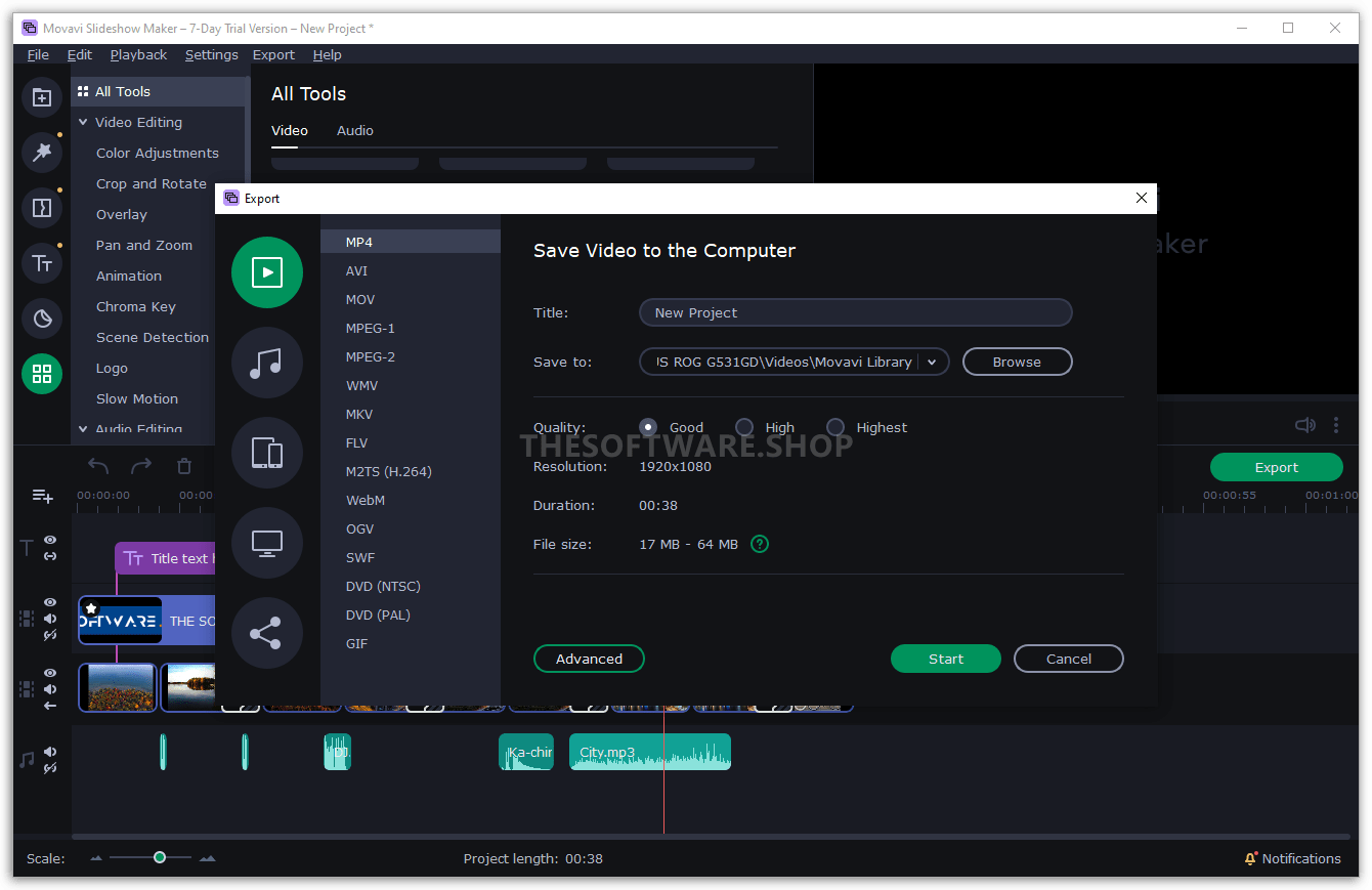 Editor Export Screenshot