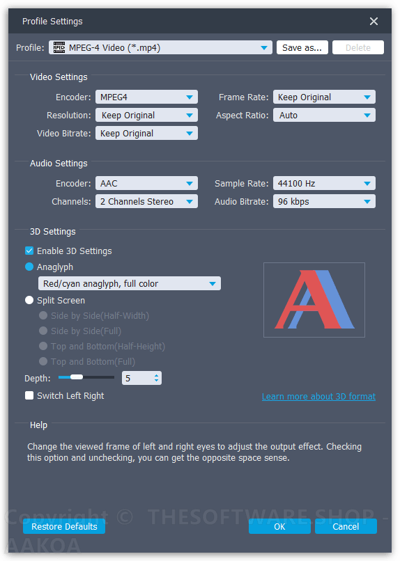 Aiseesoft Total Media Converter - Profile Settings