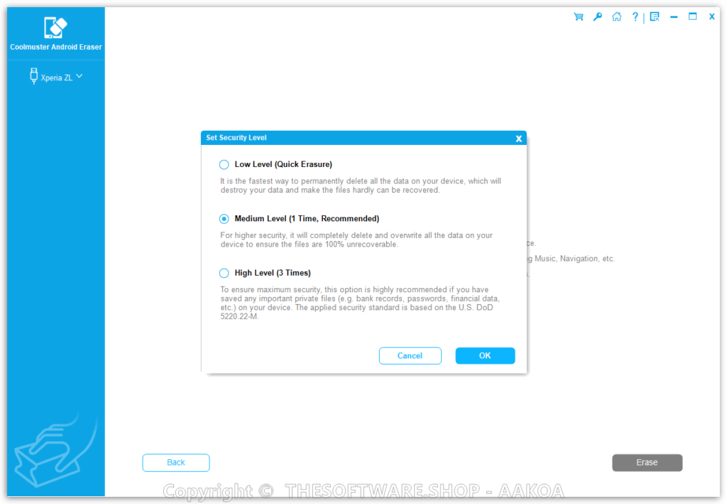 Coolmuster Android Eraser - Secutiry Level