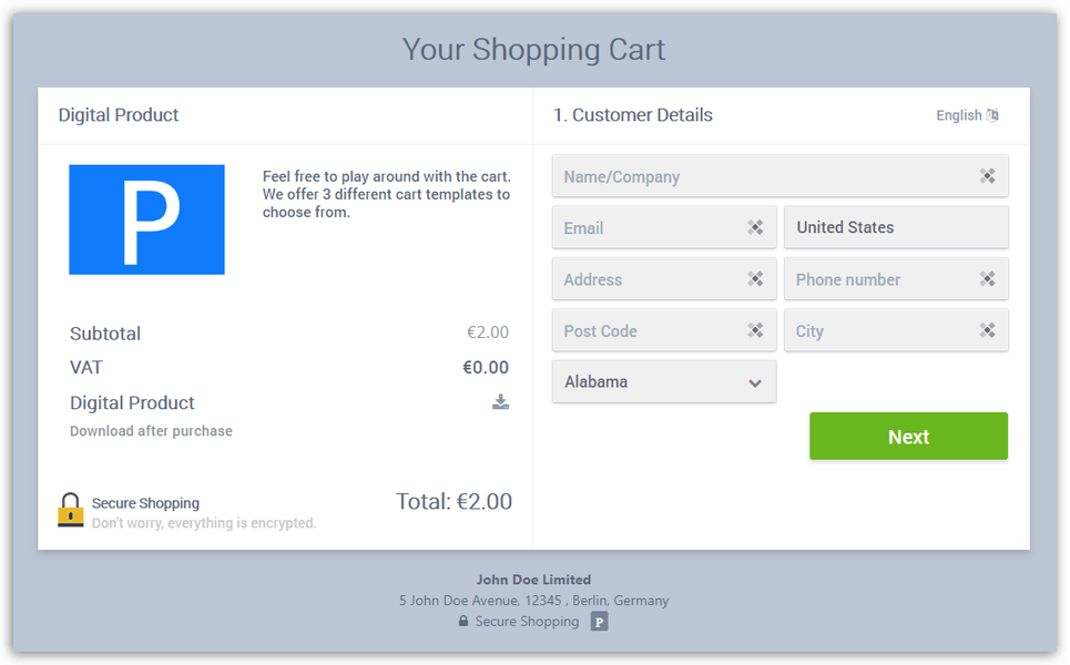 Plug&Play - Shopping Cart Main Template