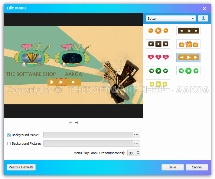 AnyMP4 Blu-ray Creator - Edit Menu