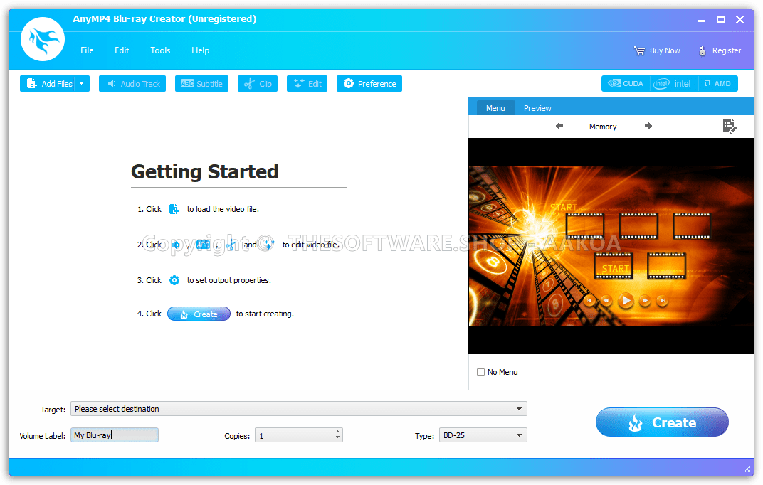 AnyMP4 Blu-ray Creator - Main Interface