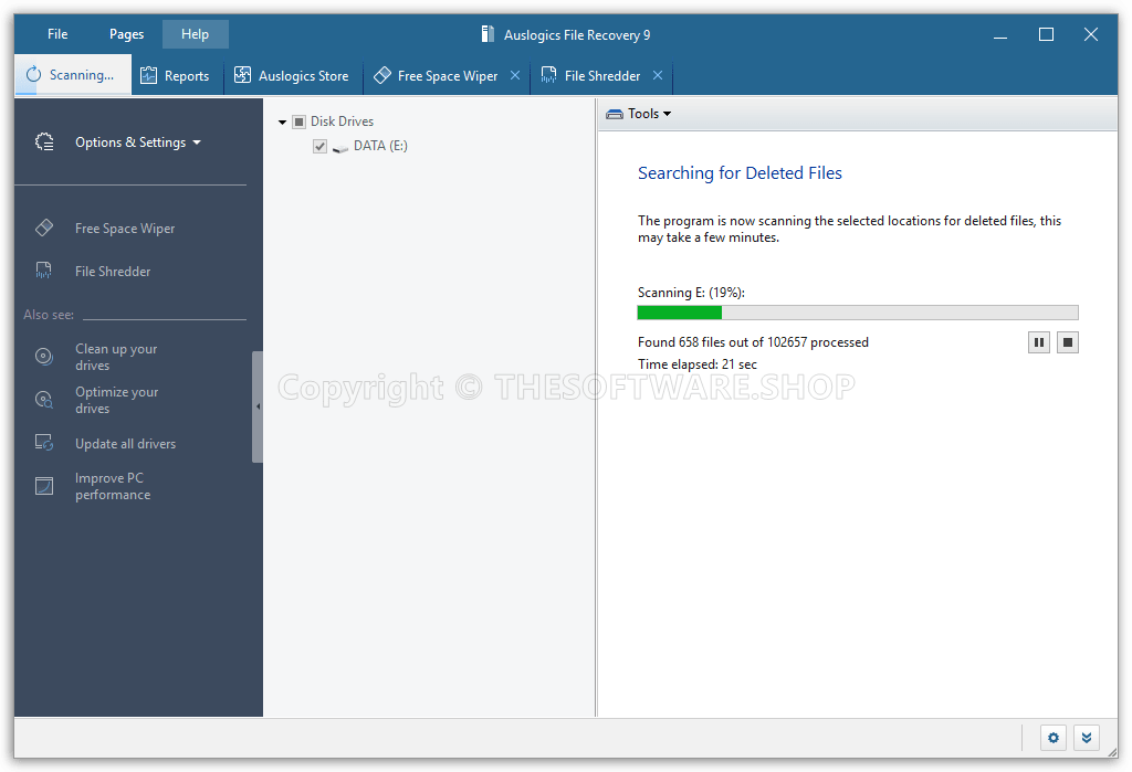 Auslogics File Recovery 9 - Scanning