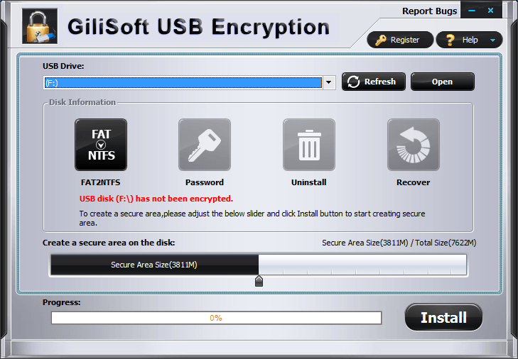 GiliSoft USB Encryption - Main Interface