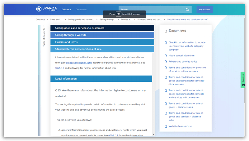 Sparqa Legal Guidance Contents