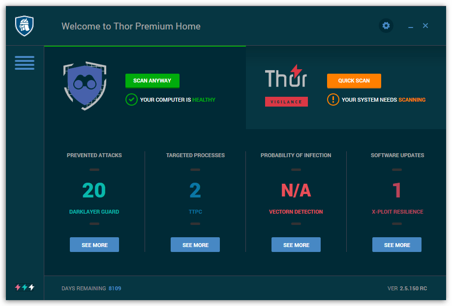 Thor Premium Home - Dark Main Interface