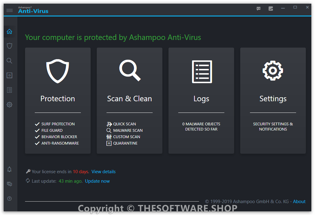 Ashampoo Anti-Virus- Main Interface