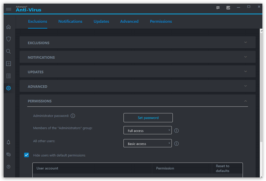 Ashampoo Anti-Virus - Settings