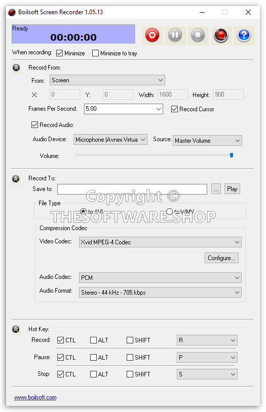 BoilSoft Screen Recorder Collaps Setting