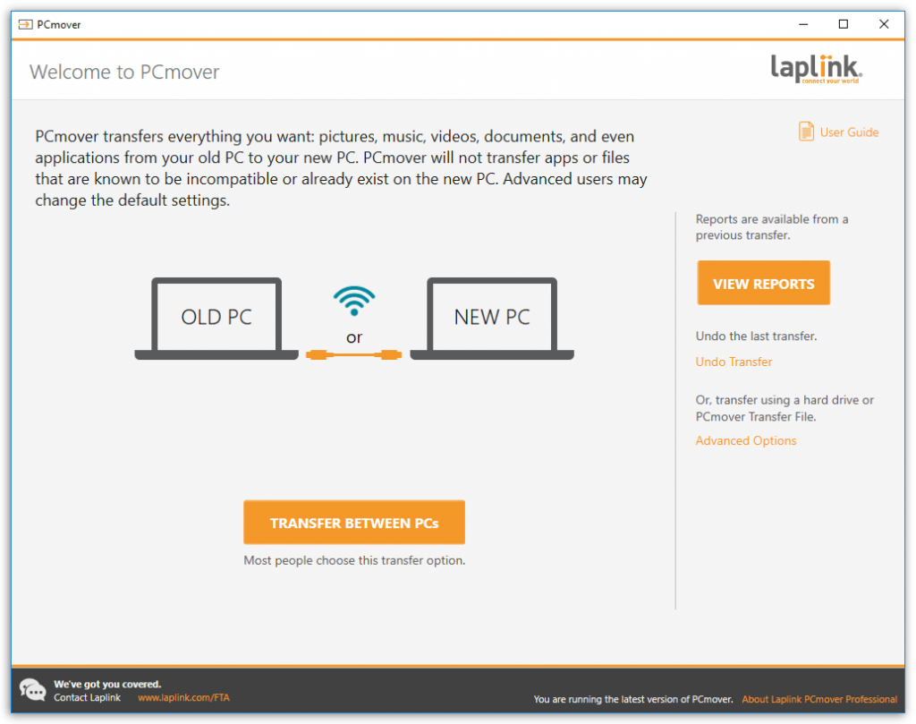 Laplink PCmover Professional - Welcome Screenshot